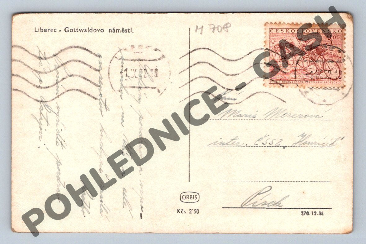 Pohlednice Liberec Gottwaldovo náměstí ČSR (M708)