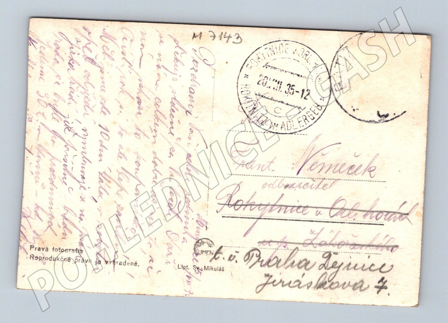 Postcard Mengusovce under the Tatras 1935 (M7143)