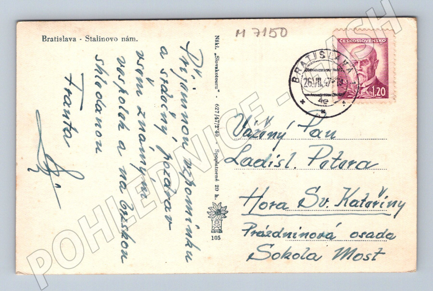 Pohlednice Bratislava Stalinovo nám. 1947 (M7150)