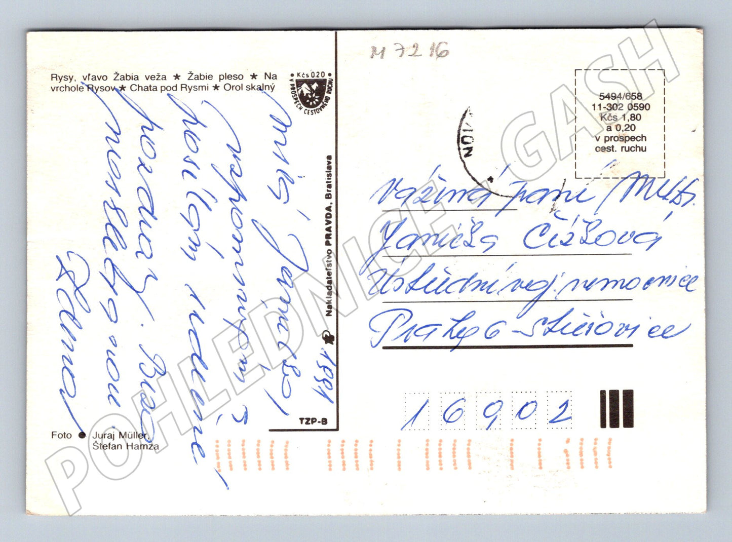 Pohlednice Pozdrav z Rysov použitá (M7216)