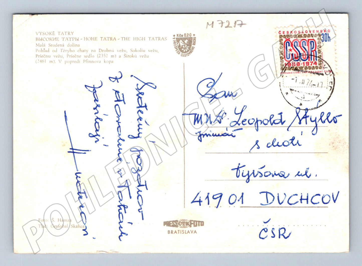 Pohlednice Tatry Malá Studená dolina pošta (M7217)
