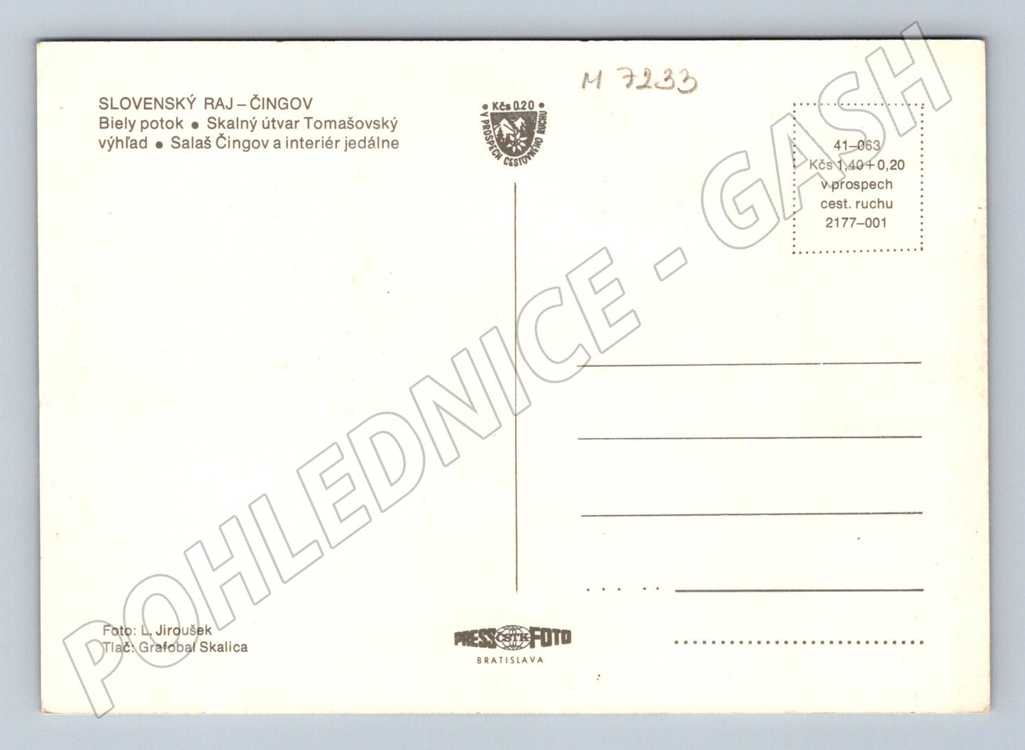 Pohlednice Slovenský ráj Čingov Tomašovský výhľad (M7233)