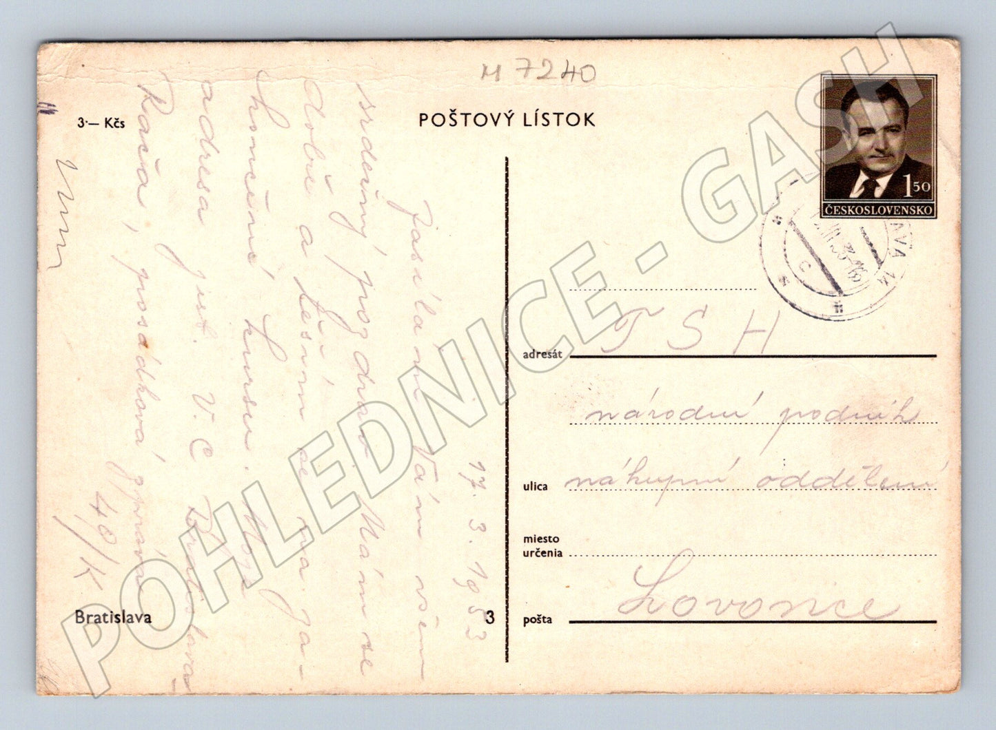 Pohlednice Bratislava hrad a panorama města (M7240)