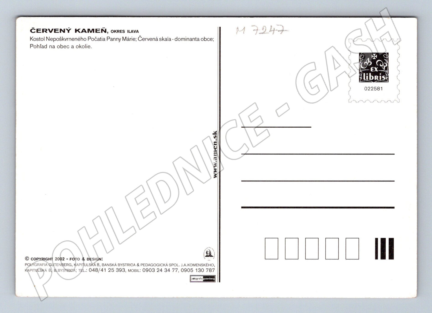 Pohlednice Červený Kameň kostel a příroda (M7247)