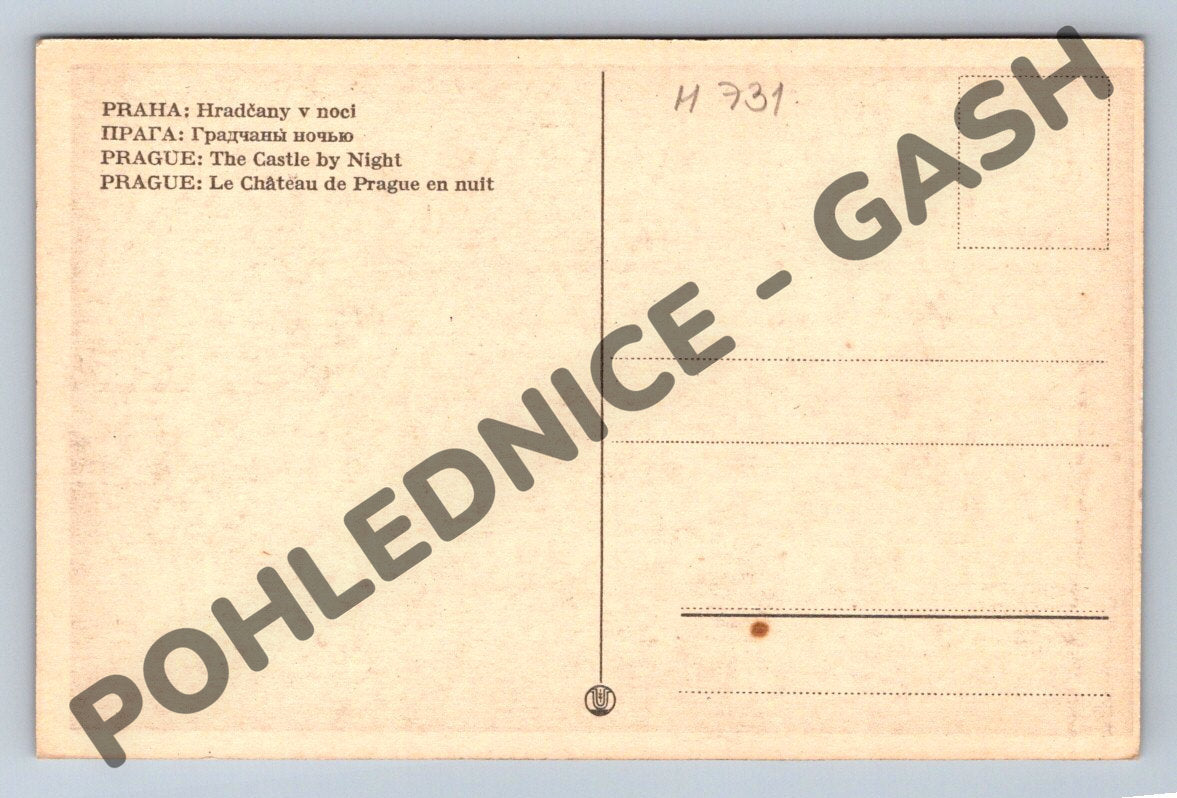 Postcard Prague Castle Charles Bridge Night (M731)