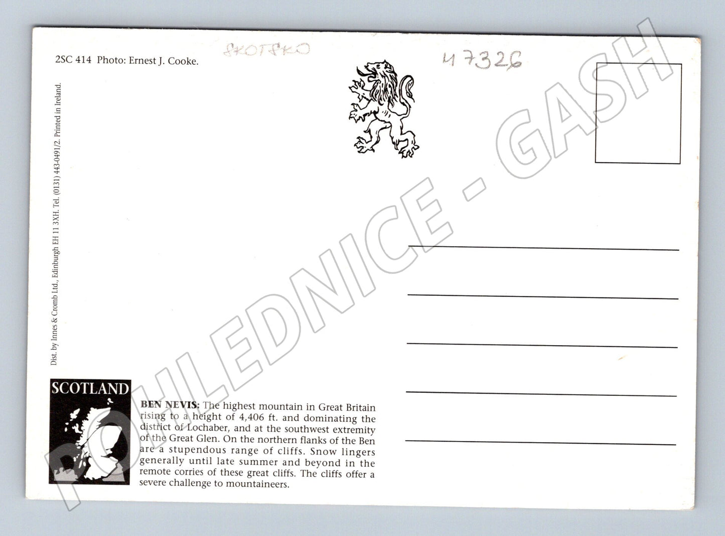 Pohlednice Ben Nevis Skotsko nejvyšší hora (M7326)