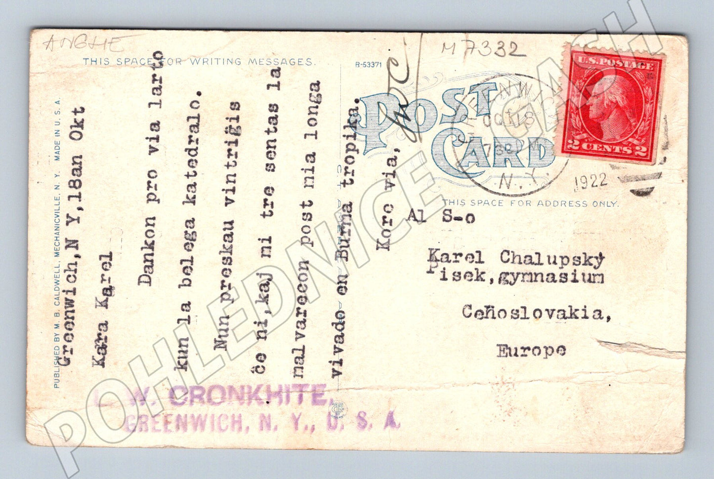 Pohlednice Battenkill River 1922 USA (M7332)