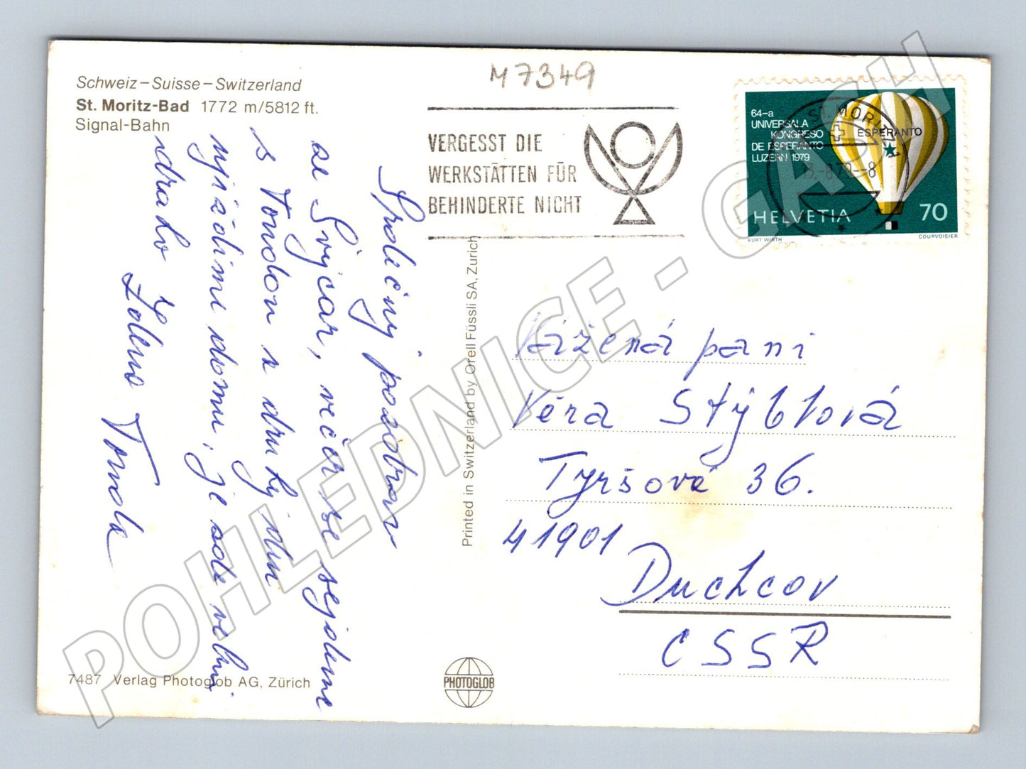 Pohlednice St Moritz Bad lanovka 1978 (M7349)