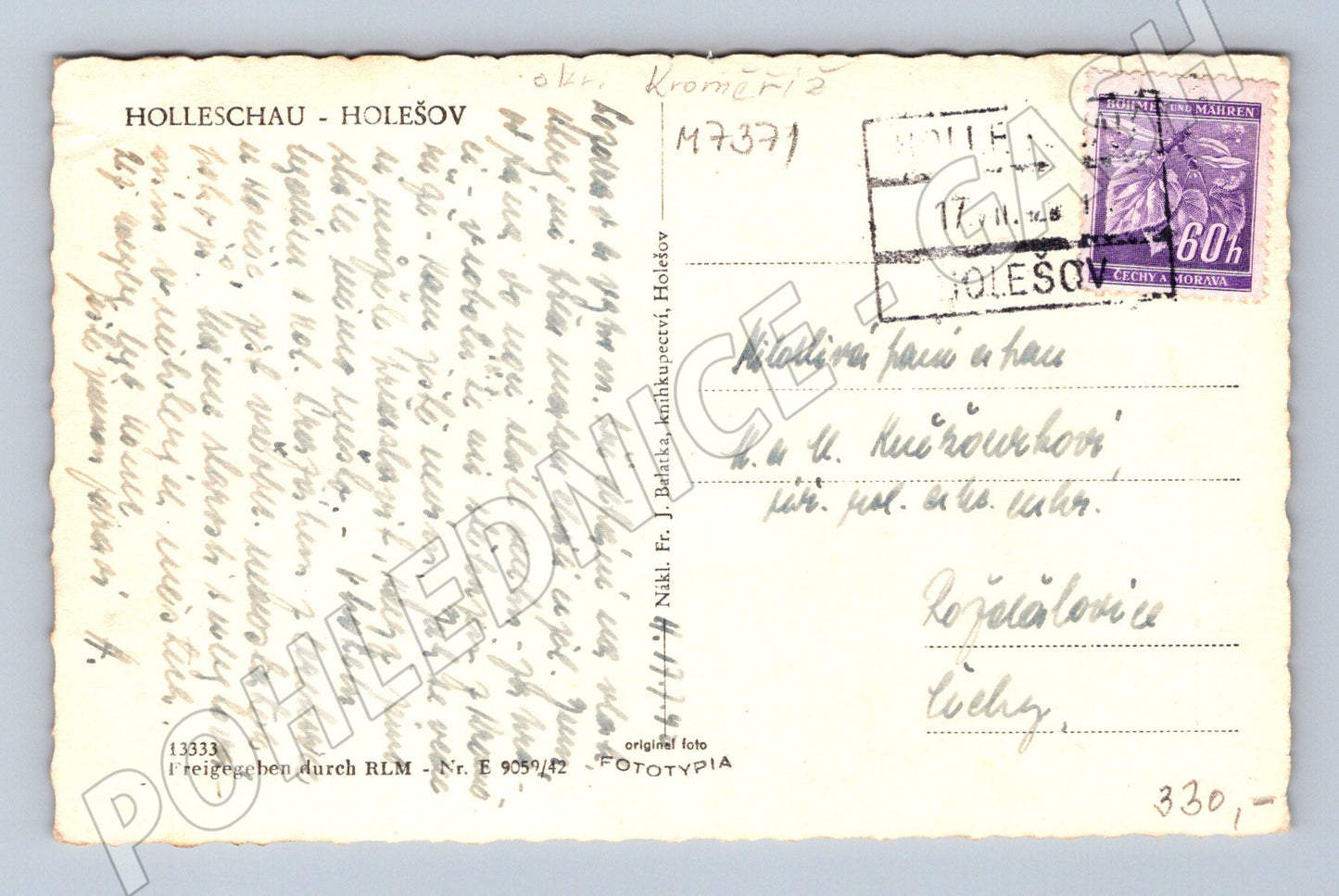 Pohlednice Holešov protektorát razítko (M7371)