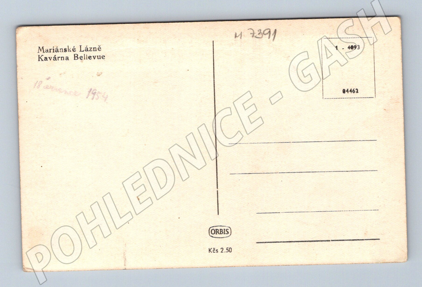 Pohlednice Mariánské Lázně Kavárna Bellevue (M7391)
