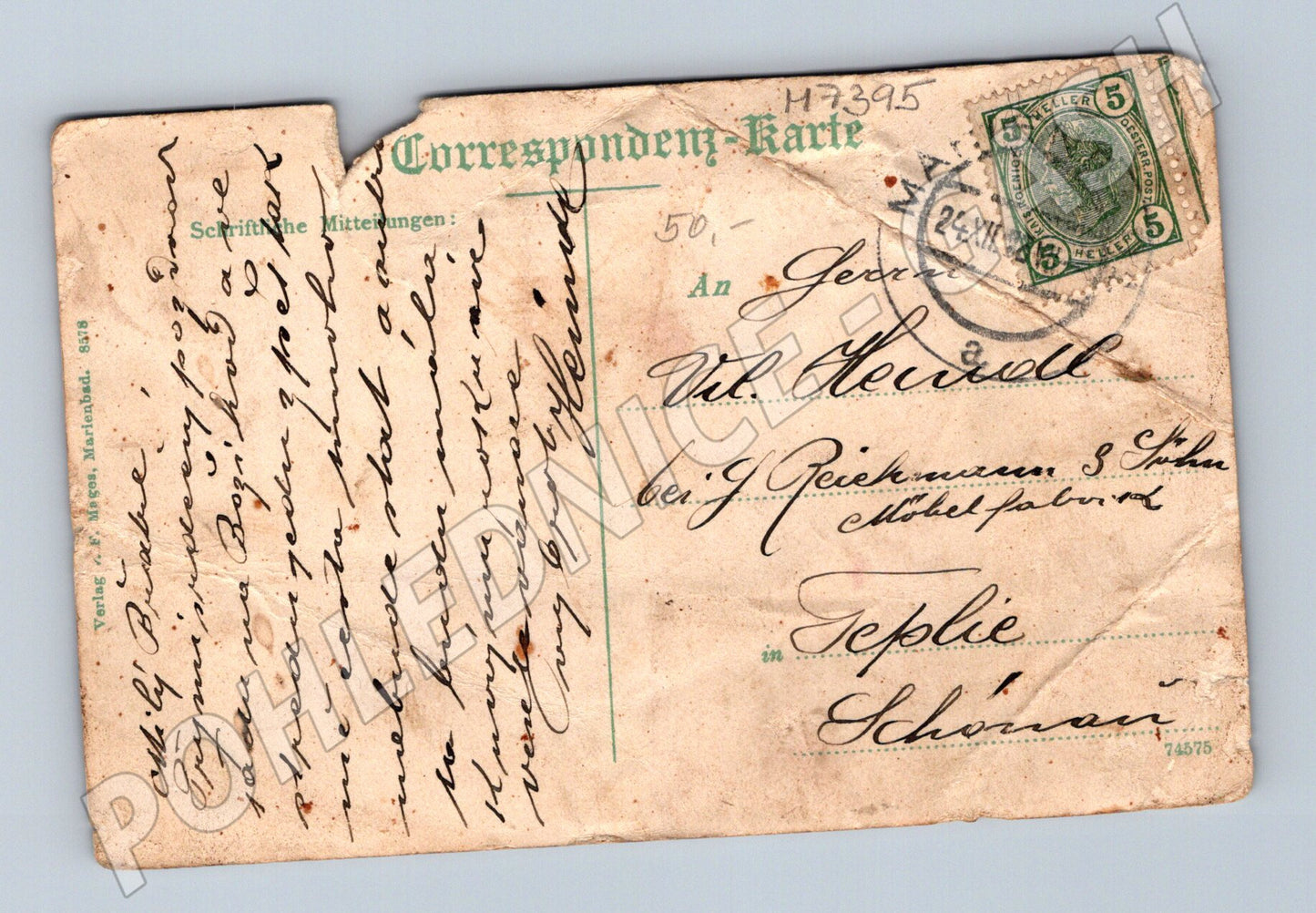 Pohlednice Mariánské Lázně Untere Kaiserstrasse 1906 (M7395)