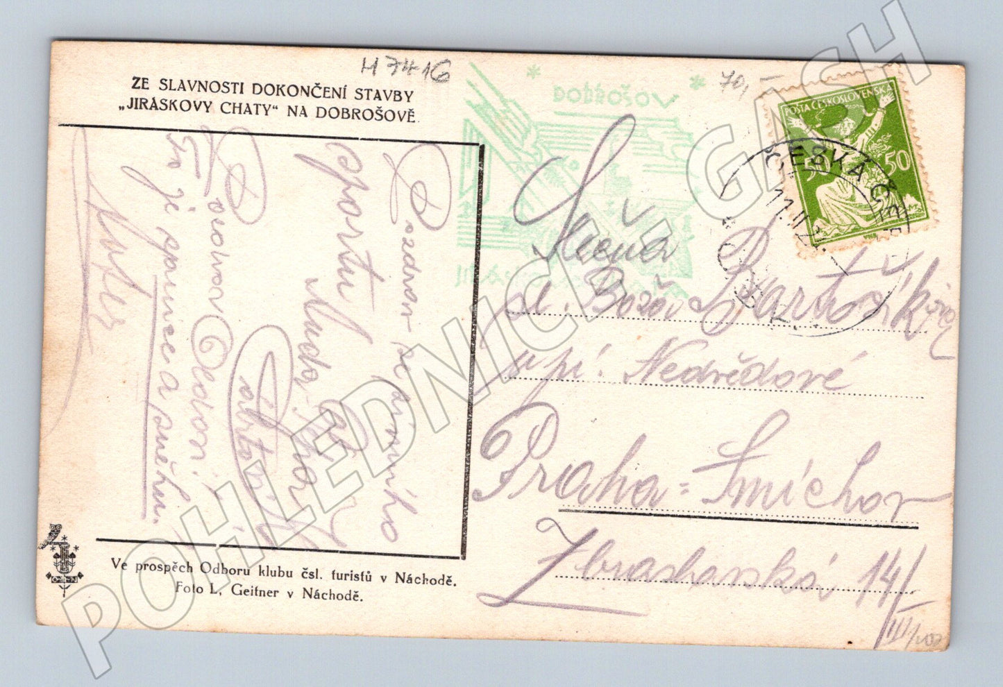 Pohlednice Jiráskova chata Dobrošov slavnost (M7416)