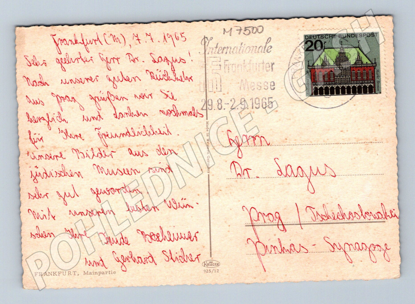 Postcard Frankfurt am Main 1965 ship (M7500)