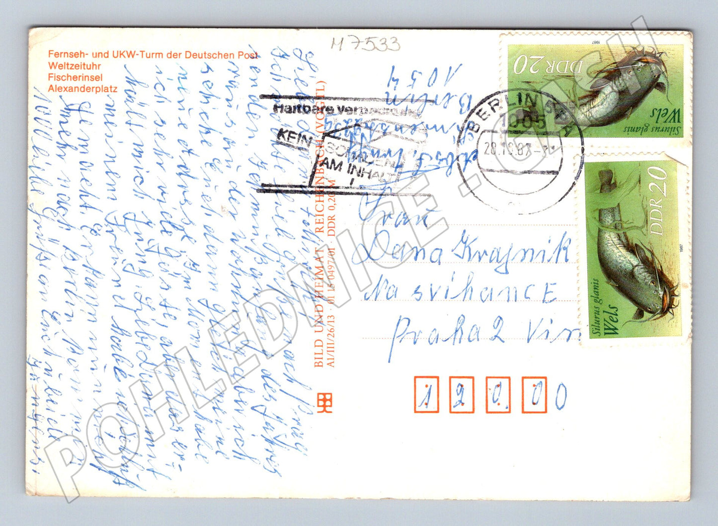 Pohlednice Berlín DDR 1987 noční pohledy (M7533)