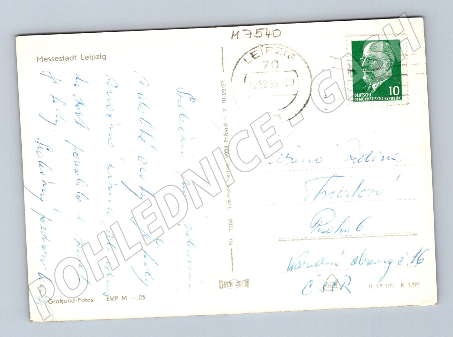 Postcard Leipzig monuments 1969 used (M7540)