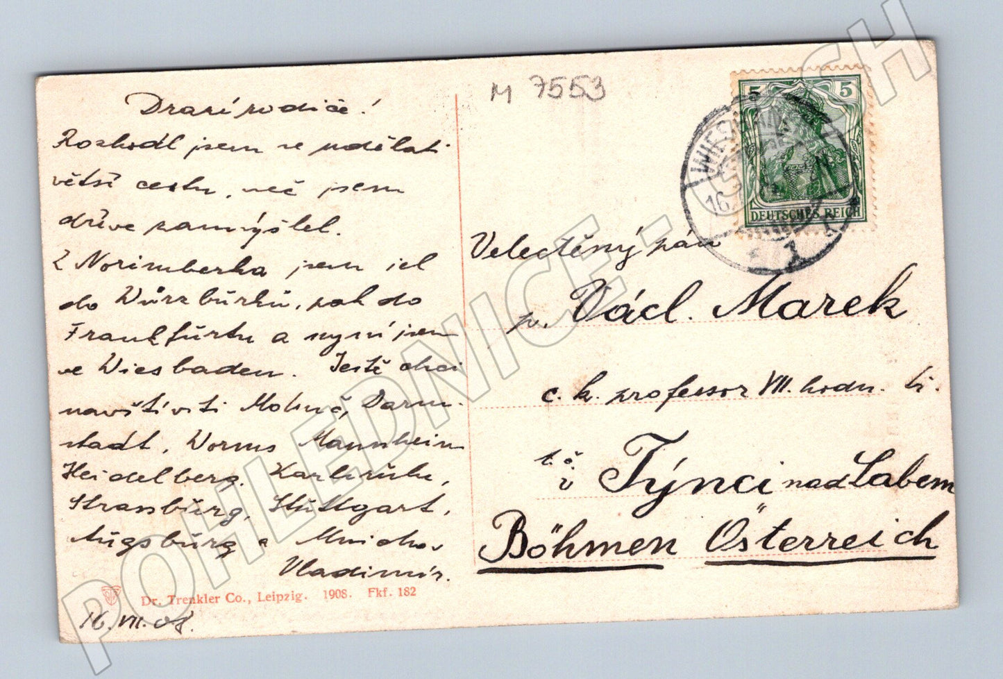 Postcard Goethe's House Frankfurt 1908 (M7553)