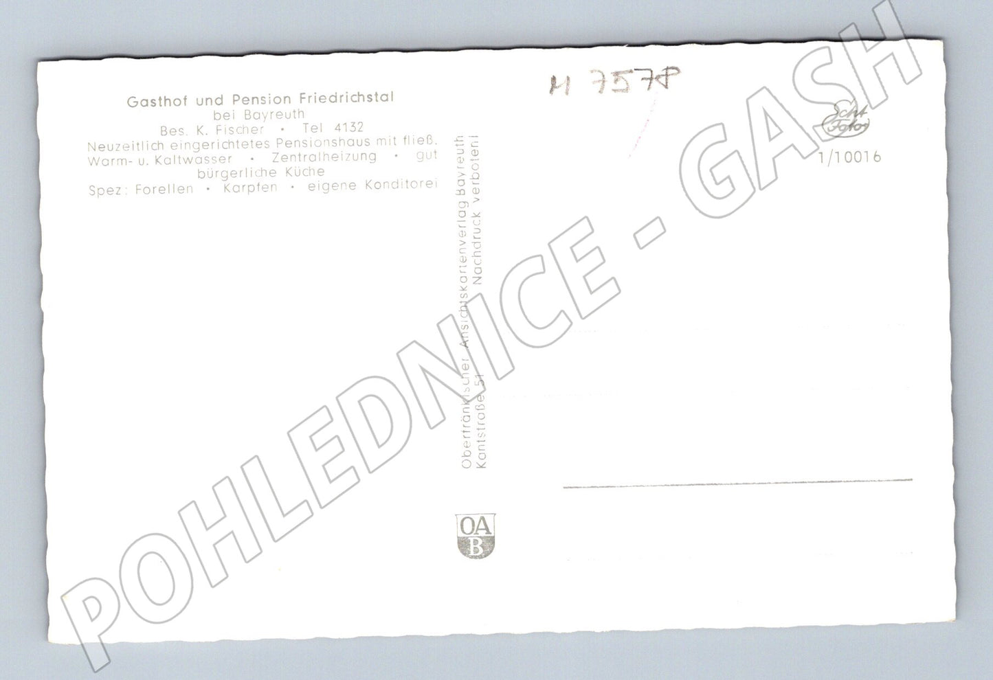 Pohlednice Gasthof Pension Friedrichstal Bayreuth (M7578)