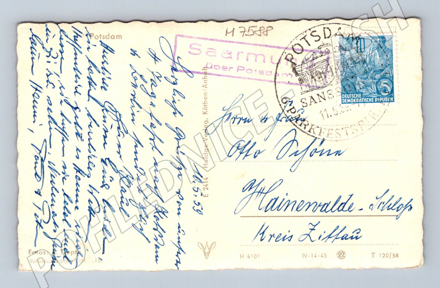 Postcard Potsdam collage postmarked (M7588)