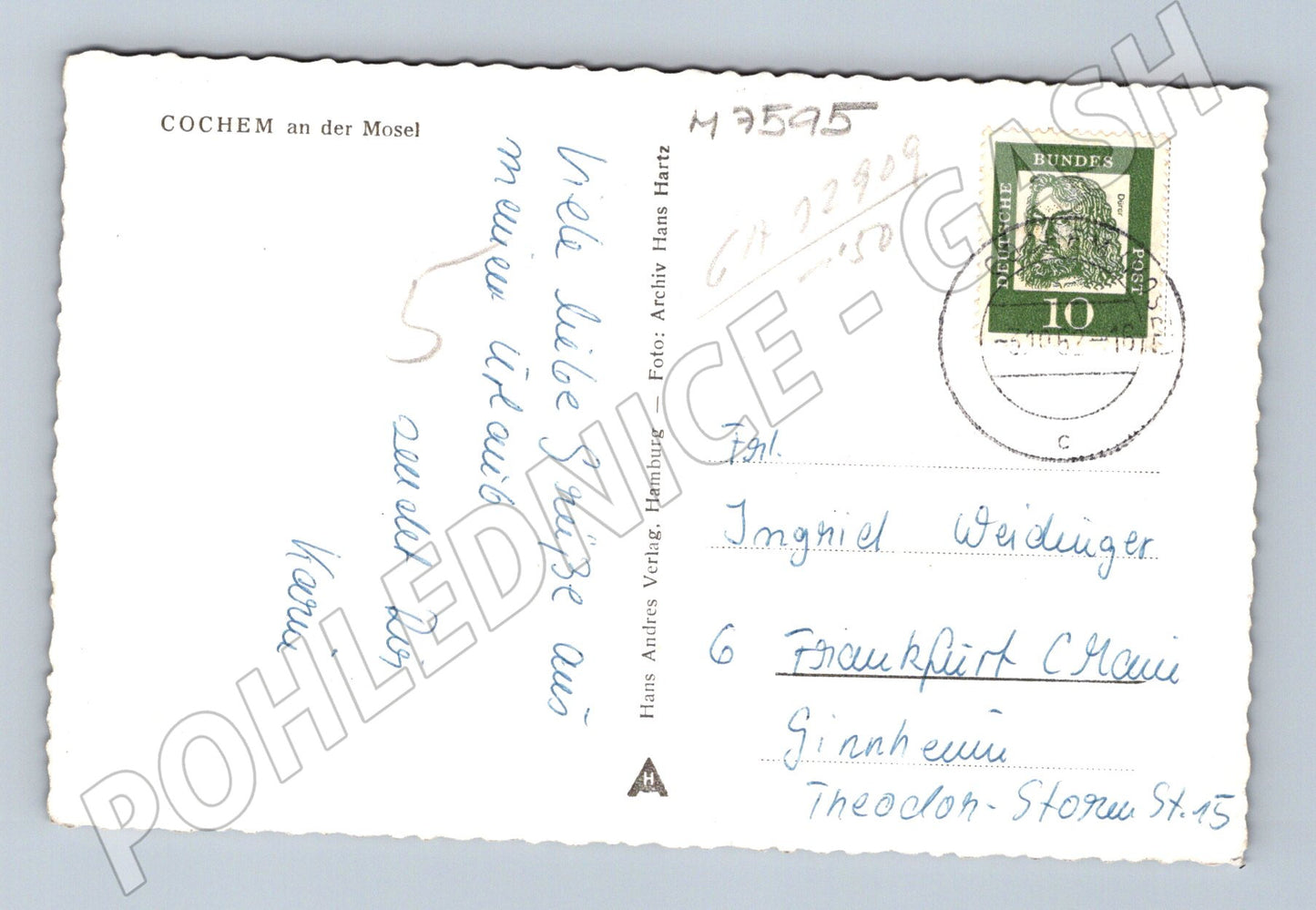 Pohlednice Cochem hrad a most přes Moselu (M7595)