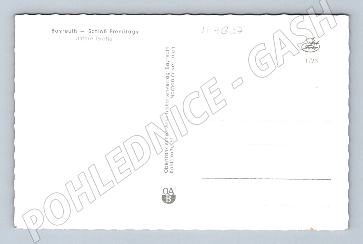 Pohlednice Bayreuth Schloss Eremitage Untere Grotte historická (M7607)