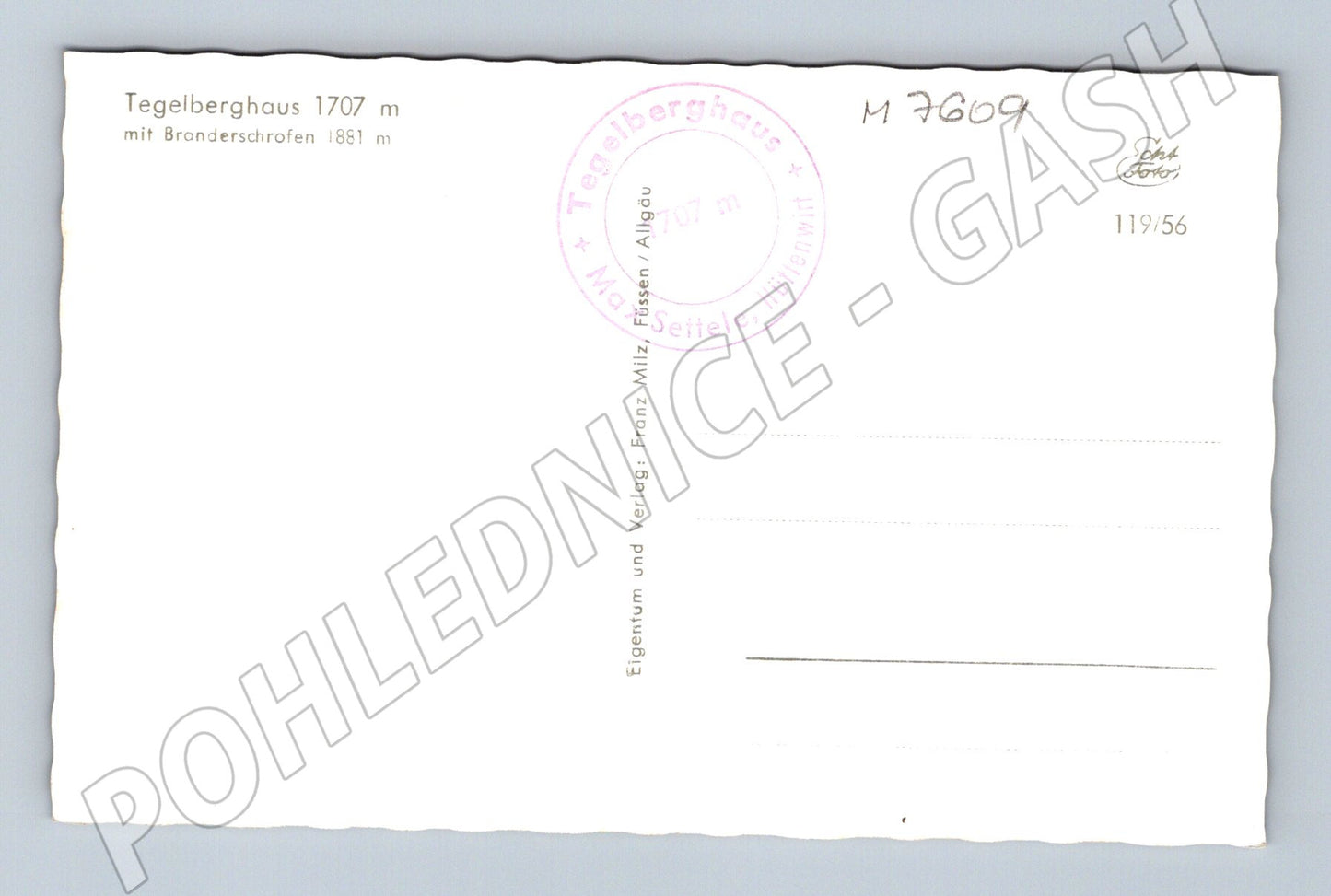 Pohlednice Tegelberghaus Allgäu horská chata Německo 50 léta (M7609)