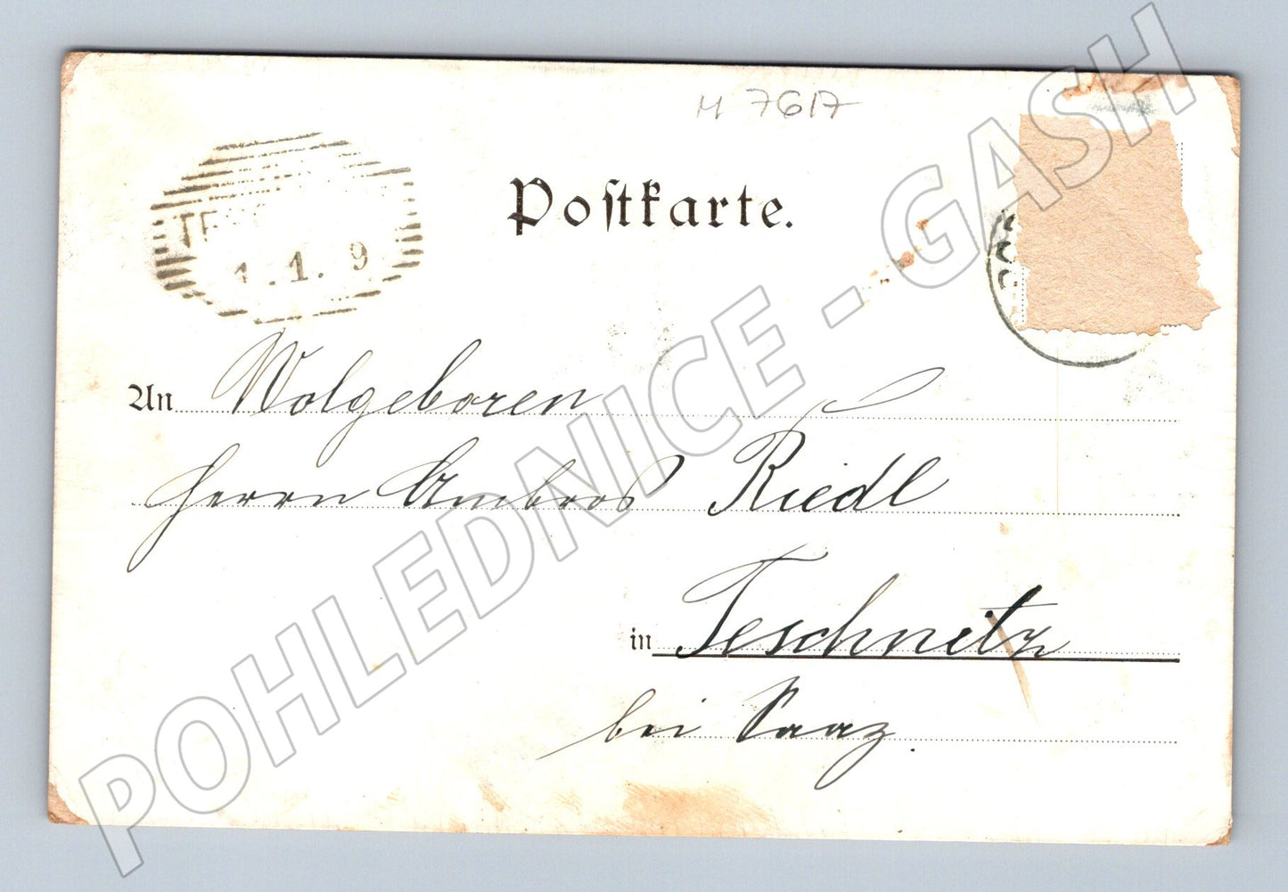 Pohlednice Gruss aus Wiessen 1898 škola a obchod Čechy (M7617)