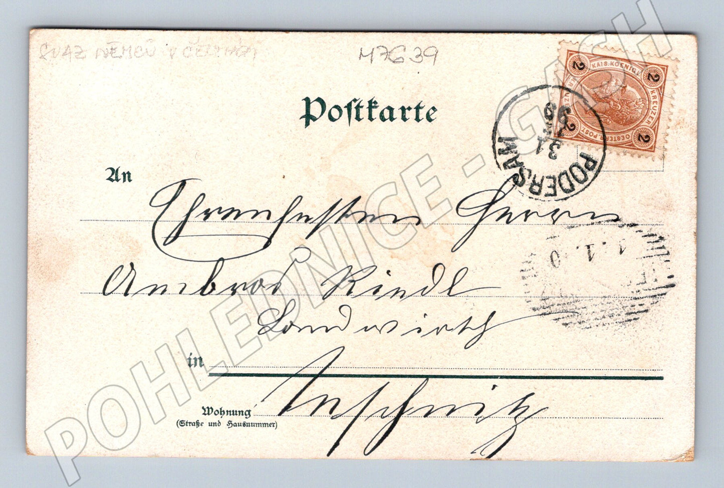 Pohlednice Germánský bojovník hrad Bund der Deutschen 1899 (M7639)