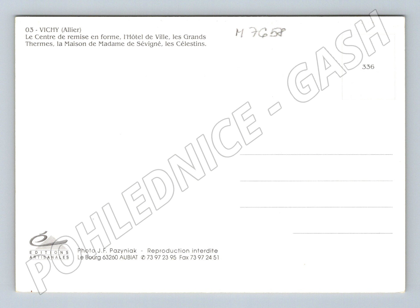 Postcard Vichy spa and monuments of France multiple shots (M7658)