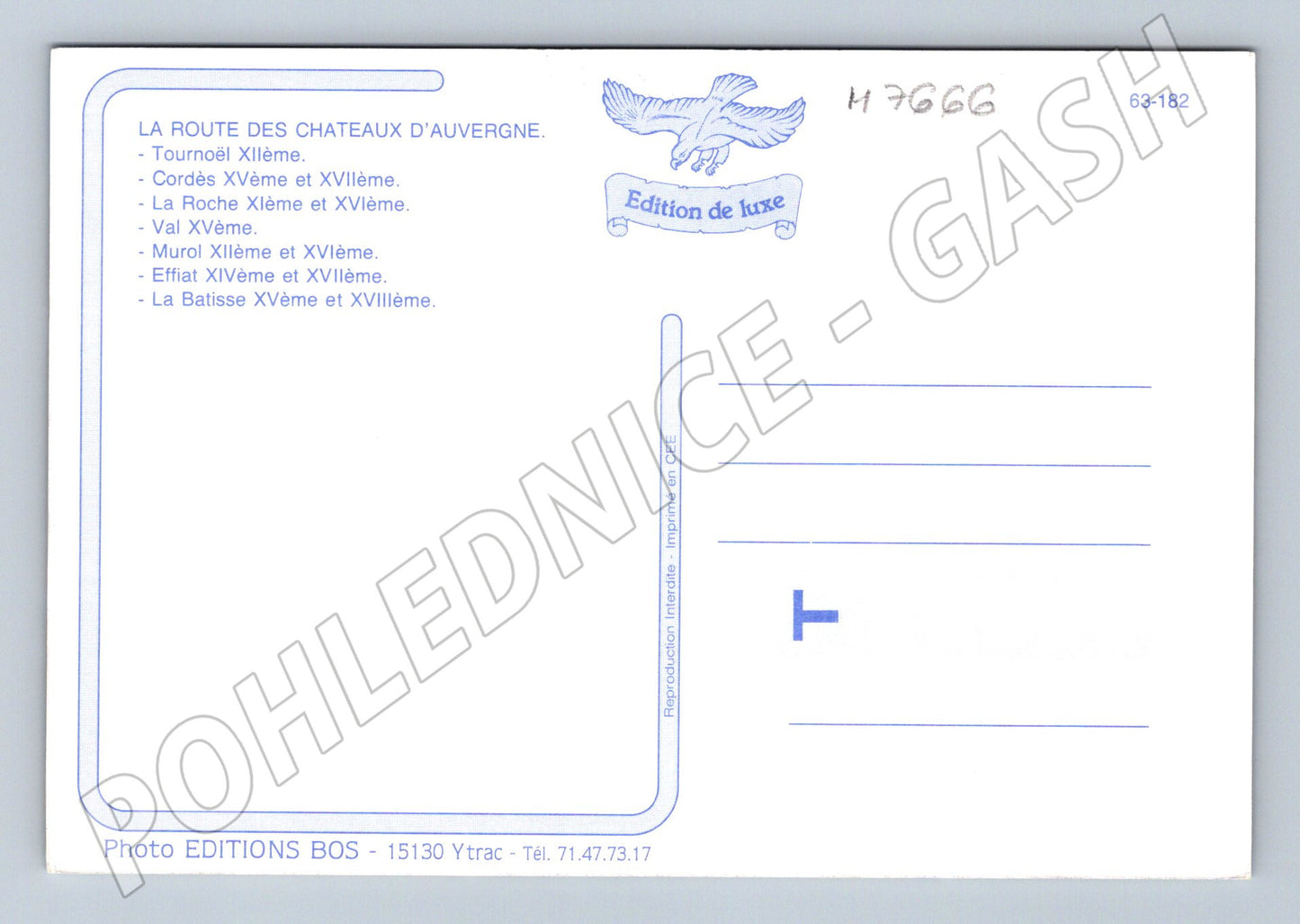 Postcard Châteaux en Auvergne castles and chateaux (M7666)