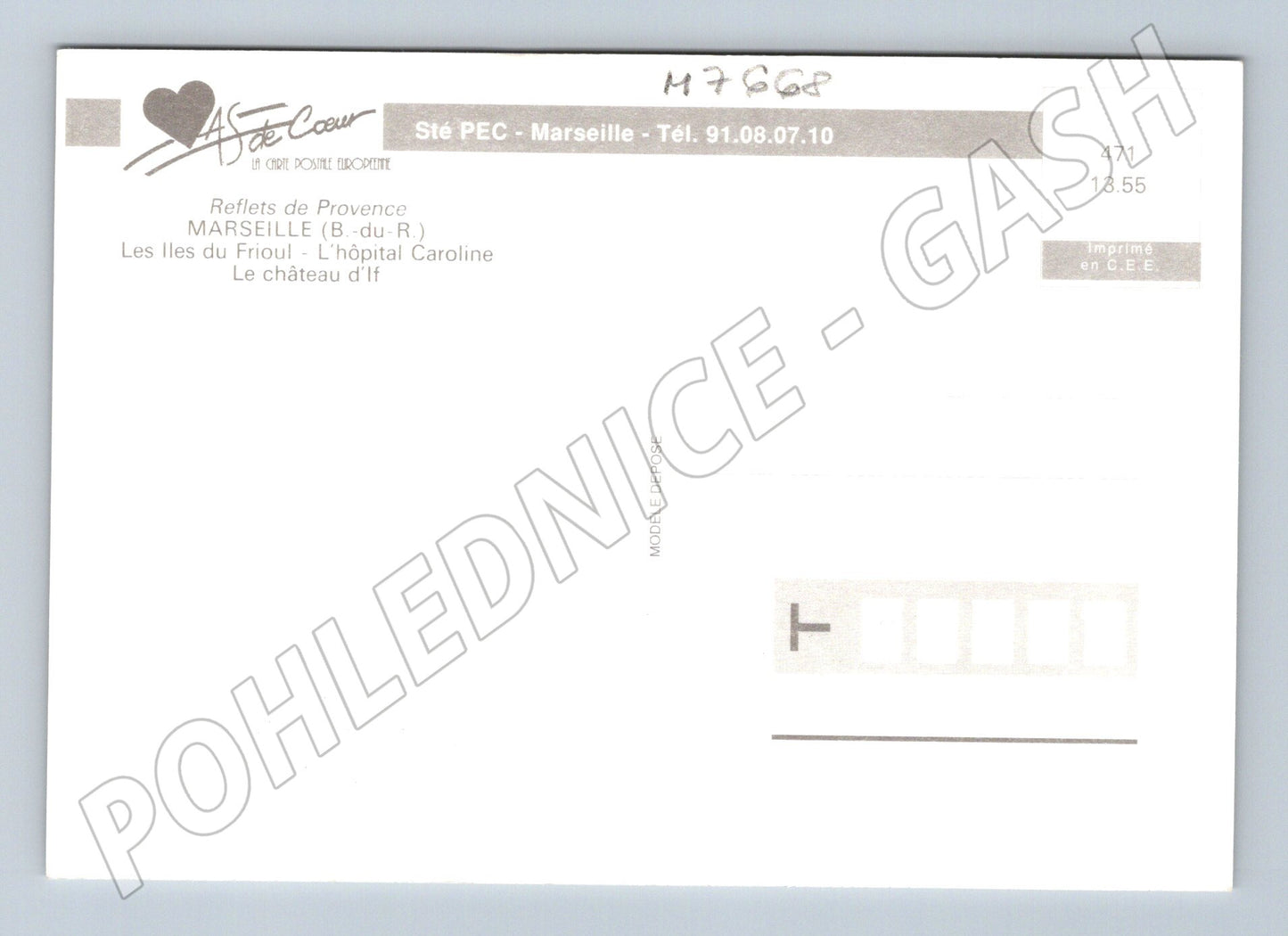 Postcard Marseille panorama and Château d'If France (M7668)