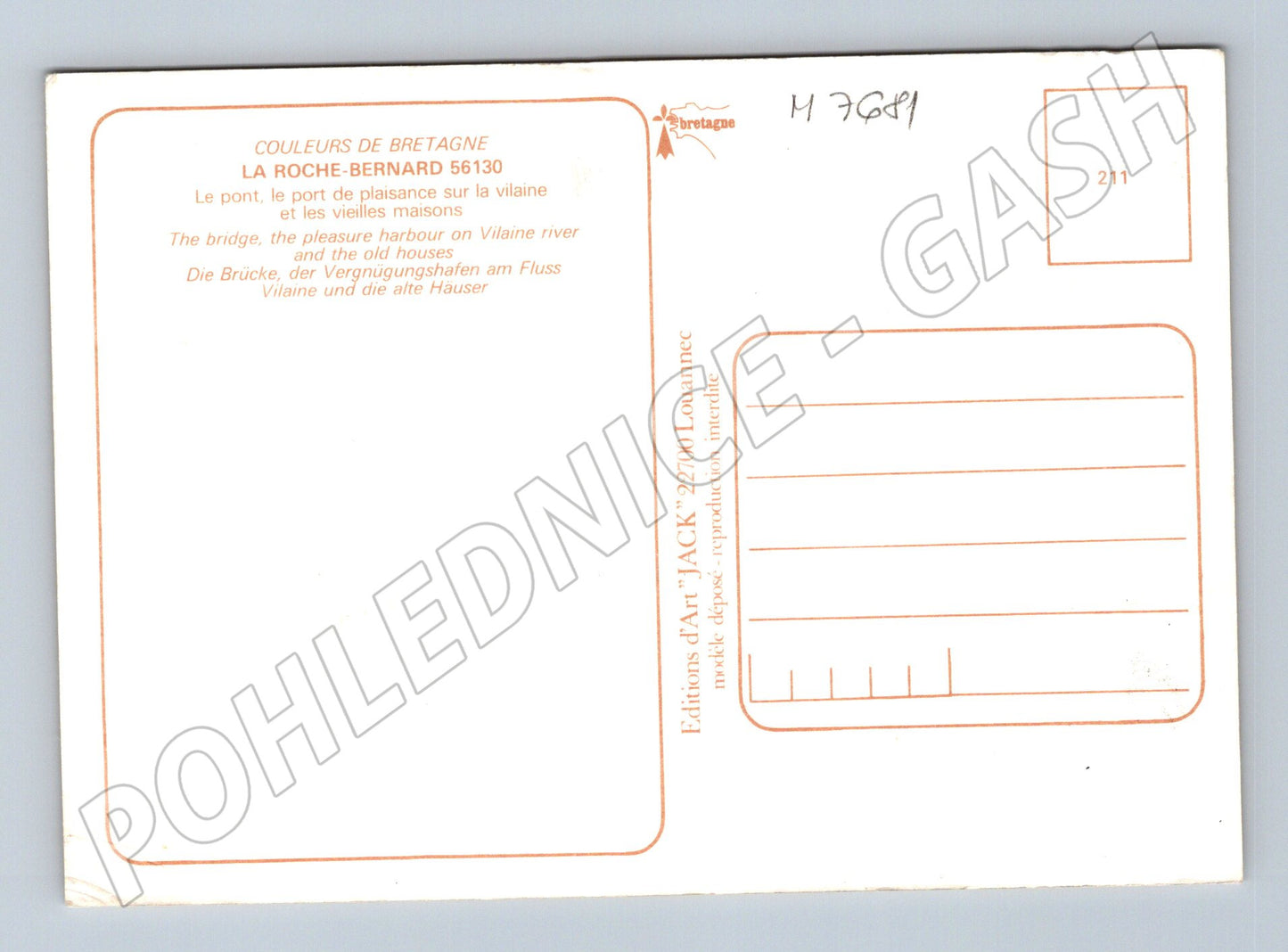 Pohlednice La Roche Bernard Bretaň most přístav uličky (M7681)