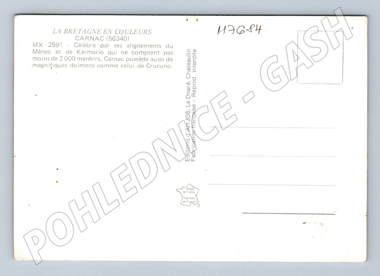 Pohlednice Megalitické památky Carnac Francie (M7684)