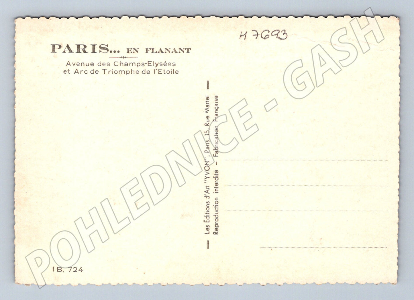Postcard Paris Champs Élysées and Arc de Triomphe (M7693)