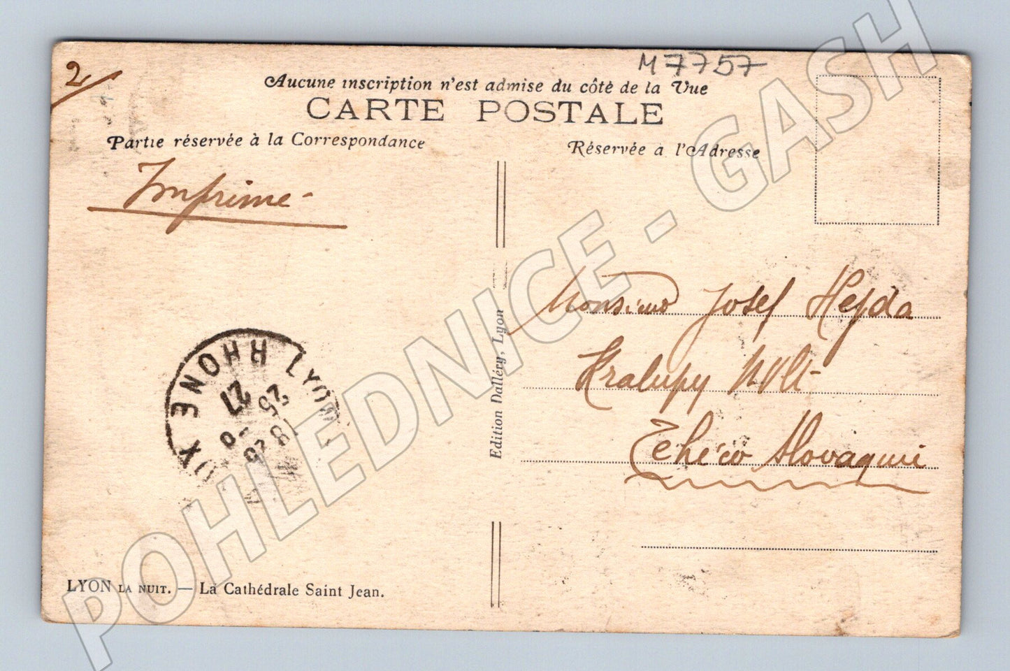 Pohlednice Lyon katedrála Saint Jean noční pohled (M7757)
