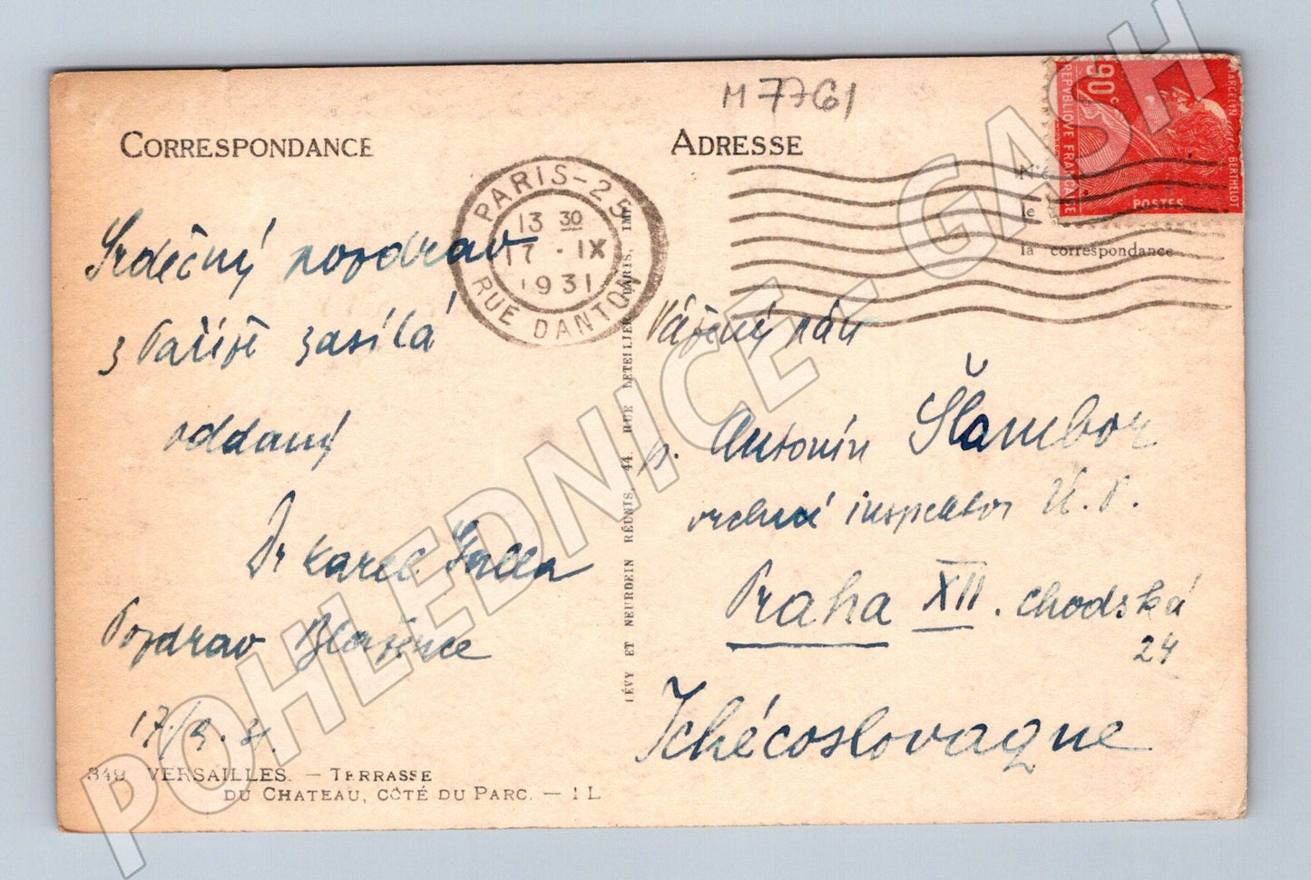 Pohlednice Versailles 1931 stará pohlednice do ČSR (M7761)