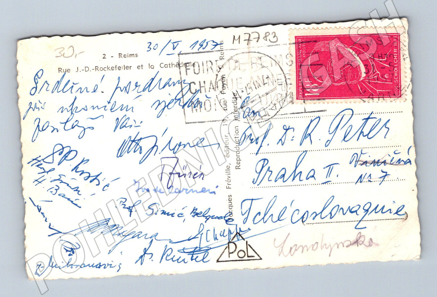 Pohlednice Reims katedrála Notre Dame 1953 (M7783)