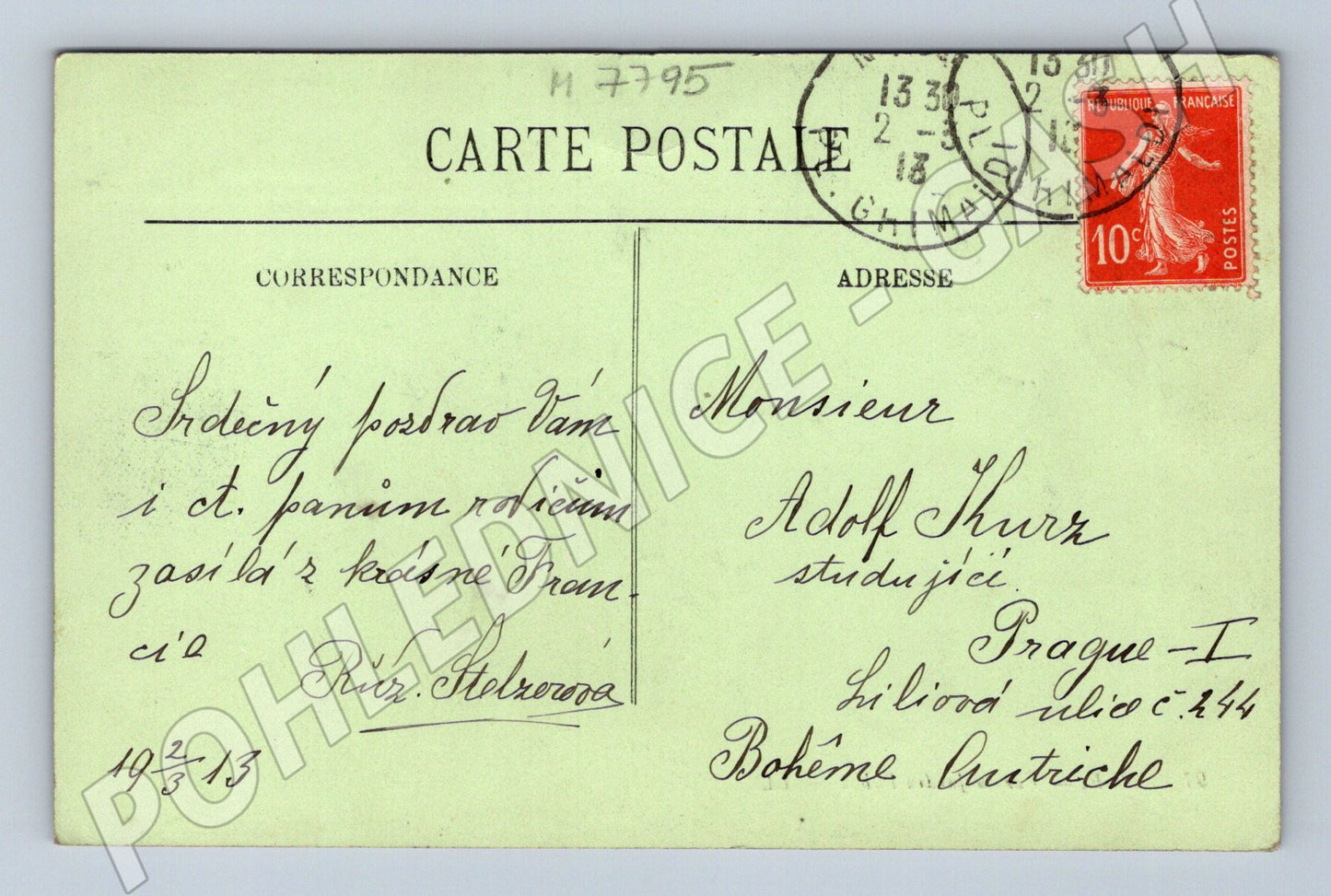 Pohlednice Nice Jardin Public 1913 stará (M7795)