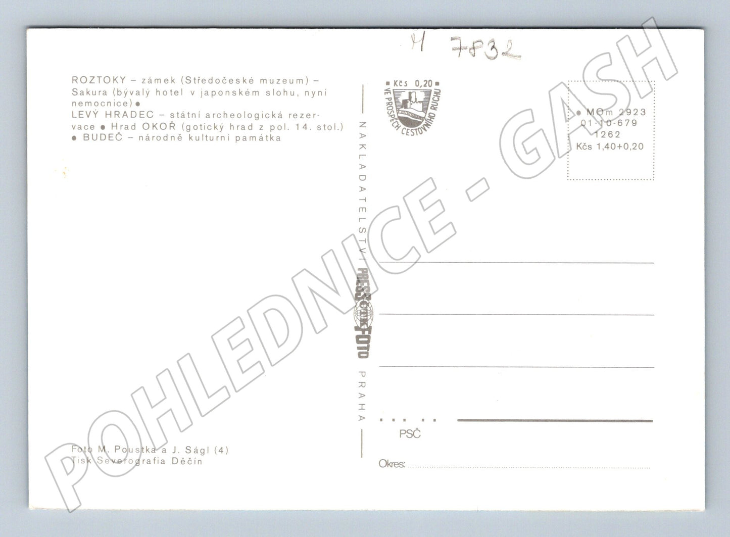 Postcard Northern surroundings of Prague castles Okoř (M7832)