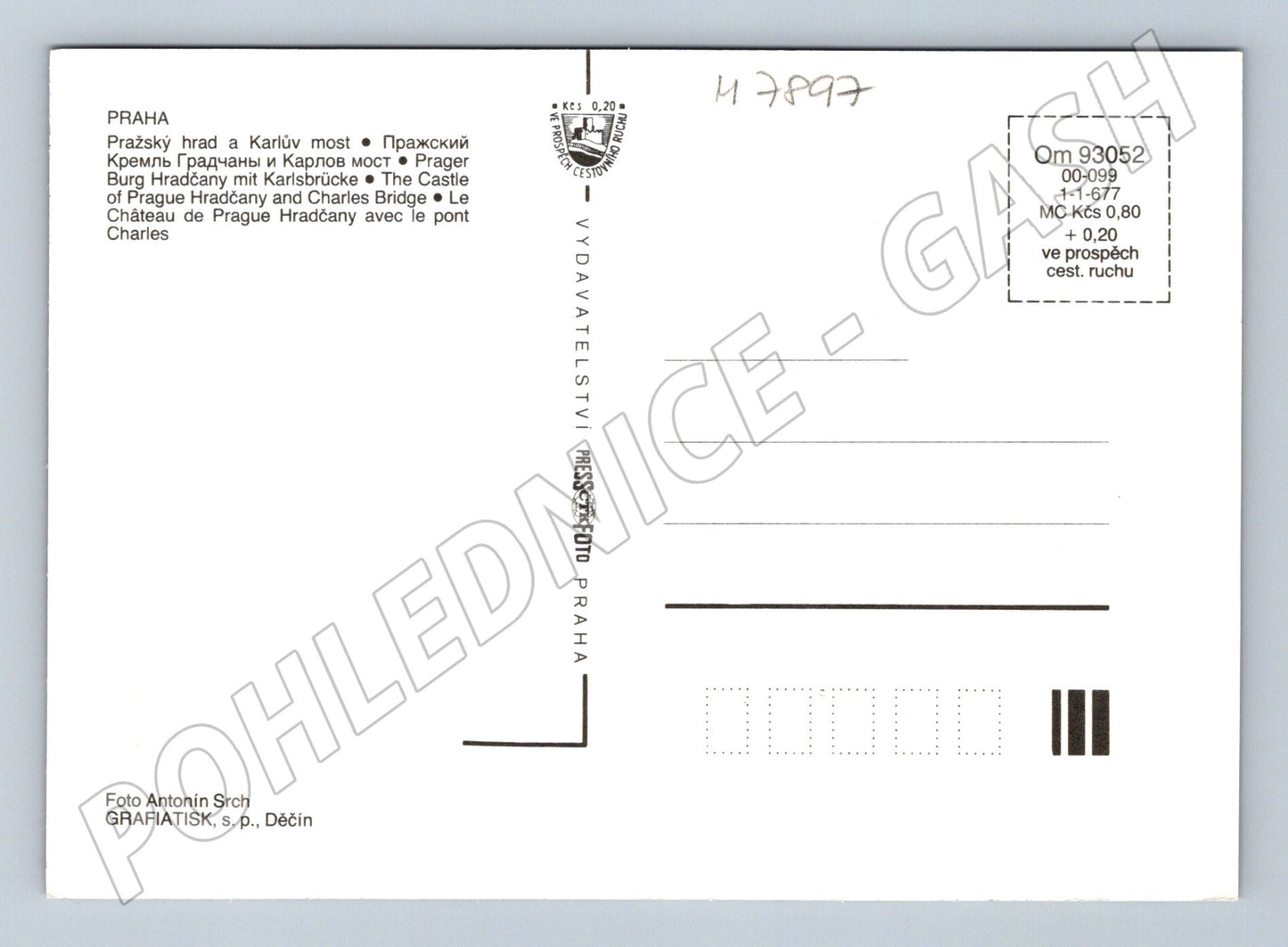 Pohlednice Praha Pražský hrad a Karlův most nepoužitá (M7897)