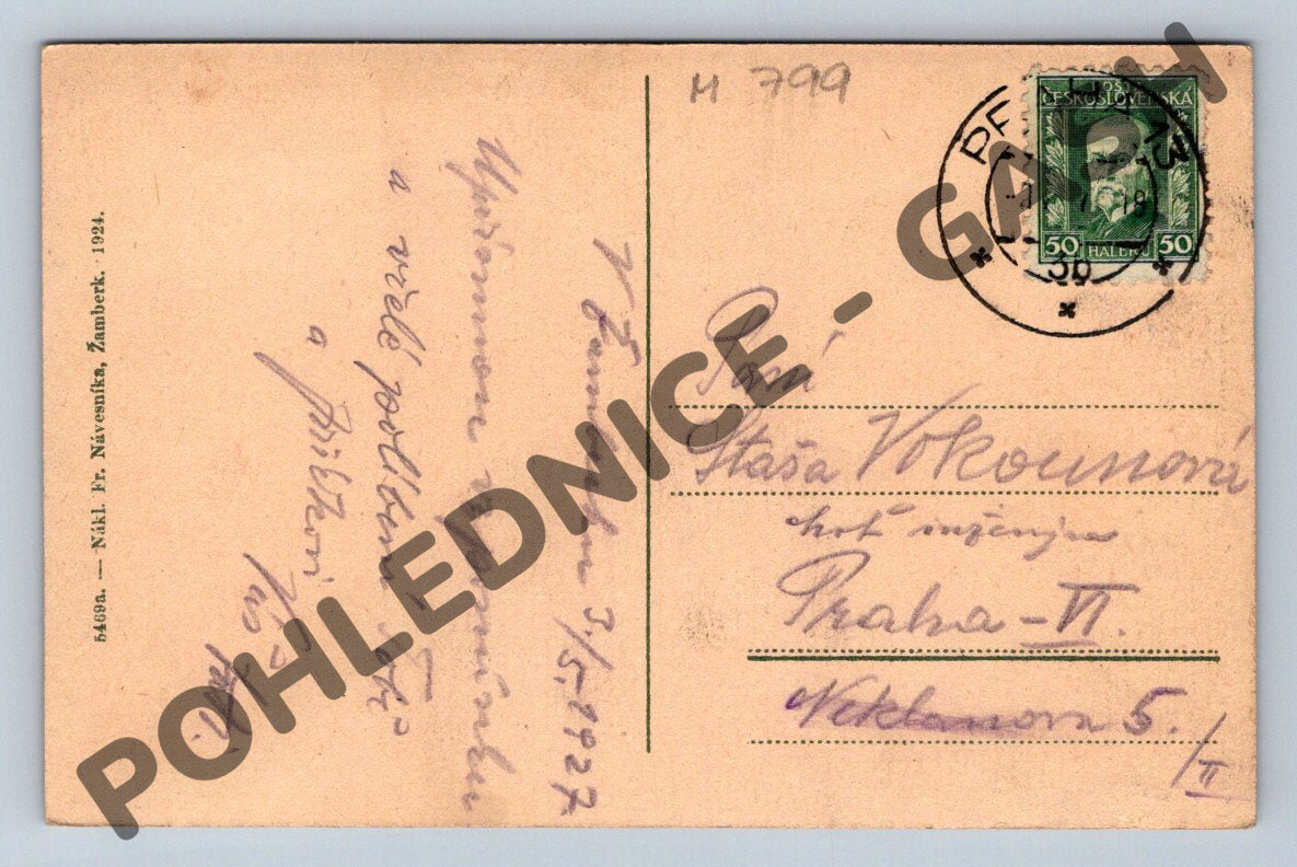 Pohlednice Žamberk Albertinum zámek ČSR (M799)