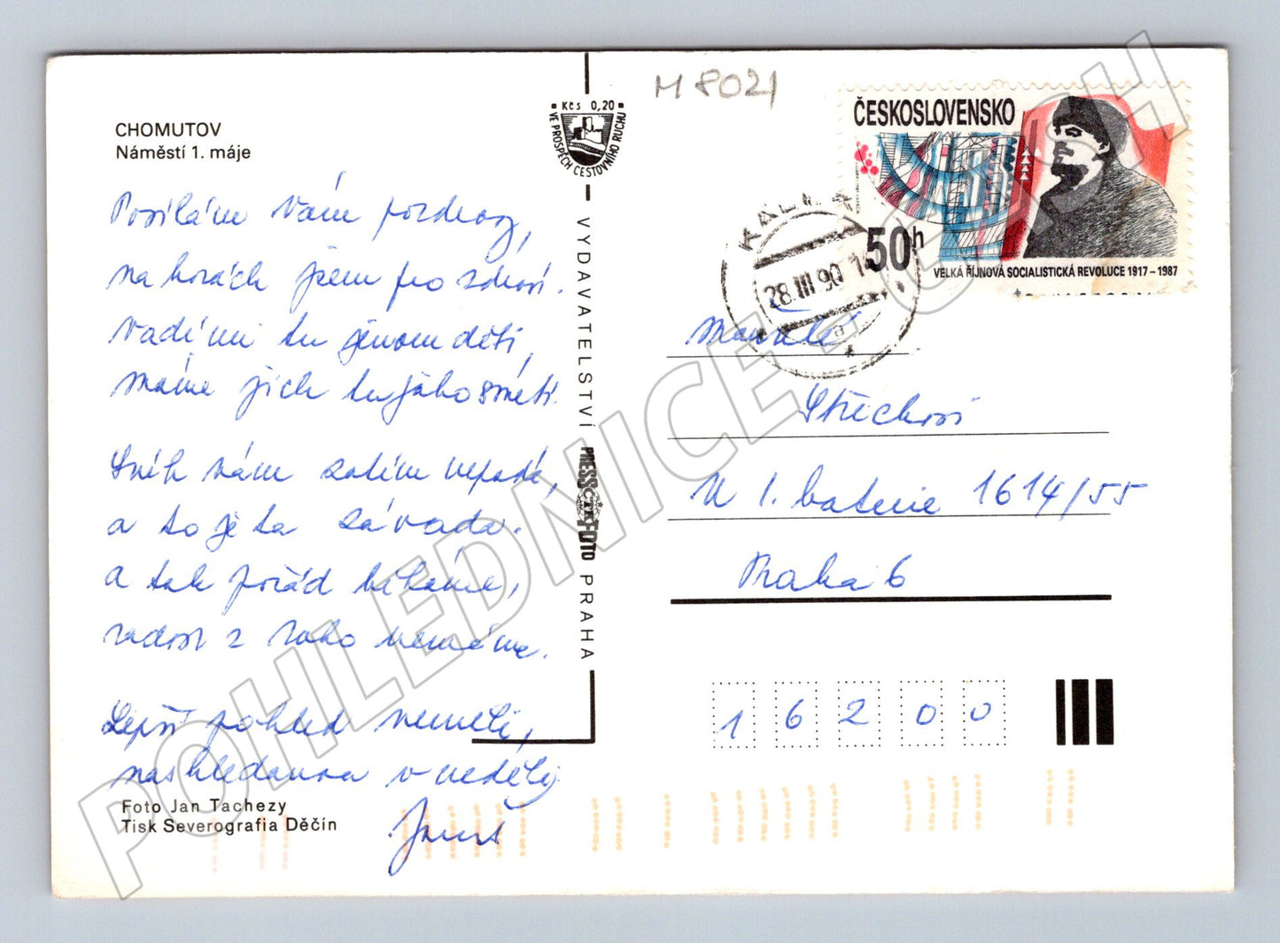 Pohlednice Chomutov náměstí 1 máje kolorovaná 1983 (M8021)