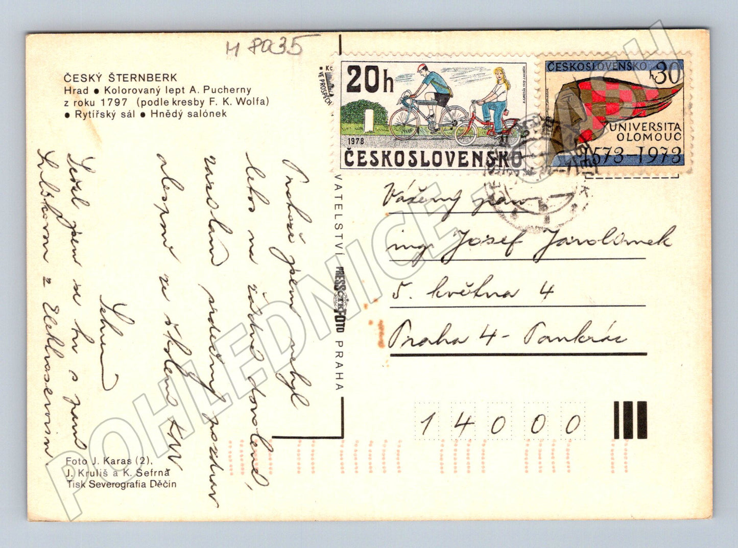 Postcard Český Šternberk castle interiors Czechoslovakia (M8035)