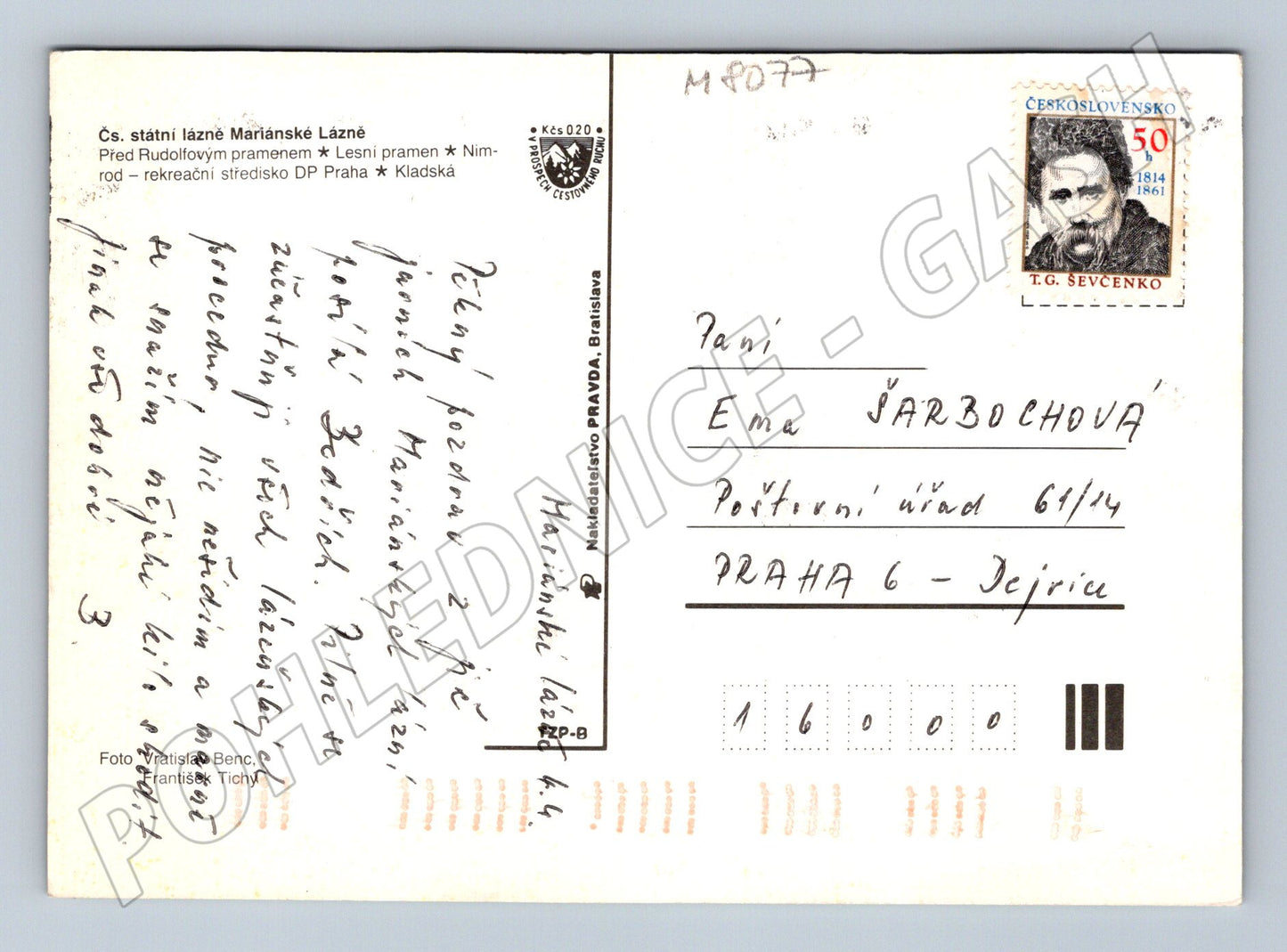 Postcard Mariánské Lázně colored sent by Czechoslovakia (M8077)