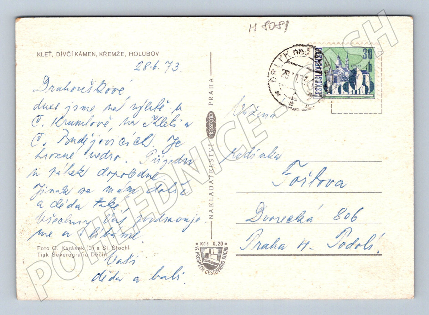 Pohlednice Kleť Dívčí Kámen Holubov Jižní Čechy 1973 (M8081)