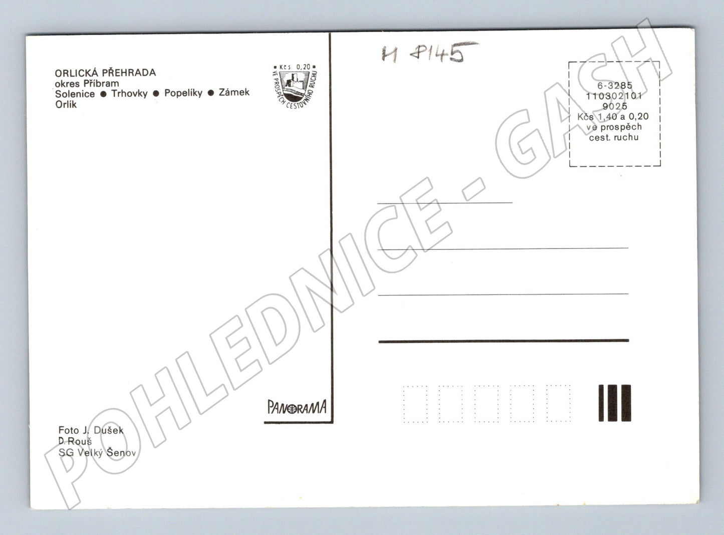 Pohlednice Orlická přehrada vícepohled zámek Orlík tábor (M8145)