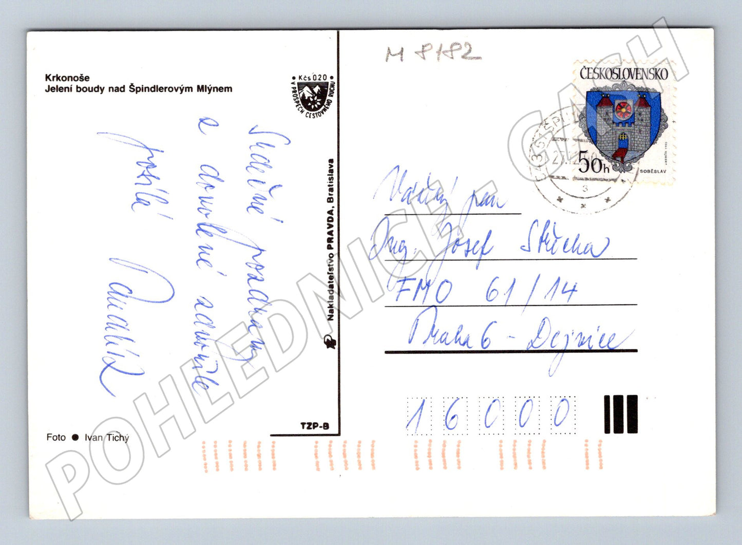 Pohlednice Krkonoše Špindlerův Mlýn zimní 1982 (M8182)