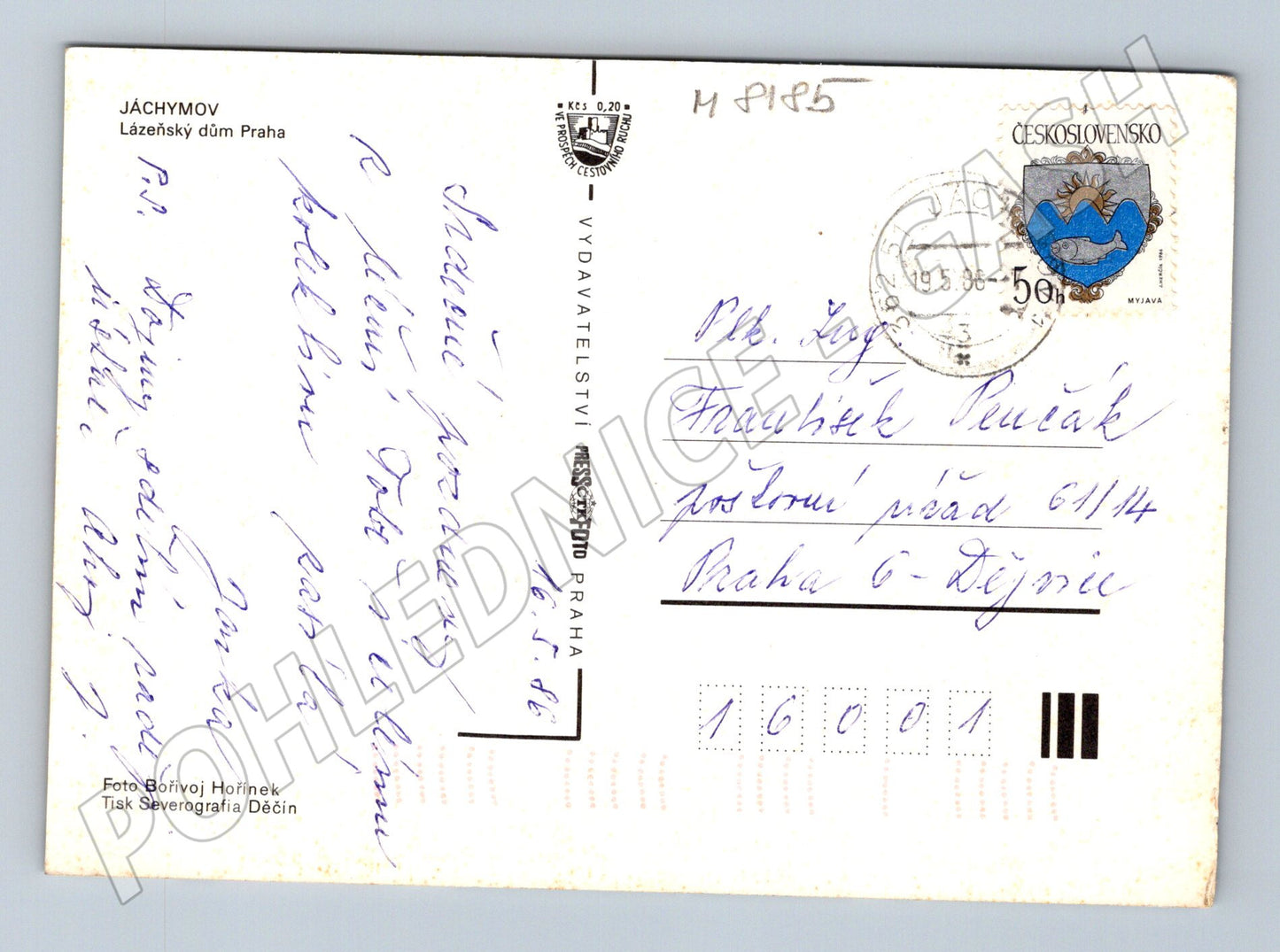 Pohlednice Jáchymov lázeňský dům Praha 1986 (M8185)