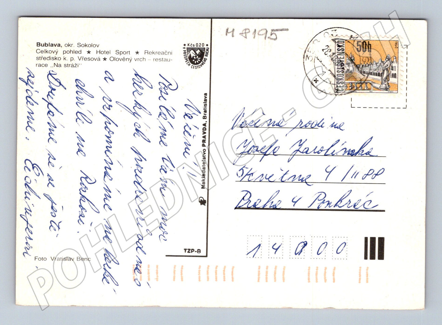 Postcard Bublava lookout tower Sokolov district 1980 (M8195)