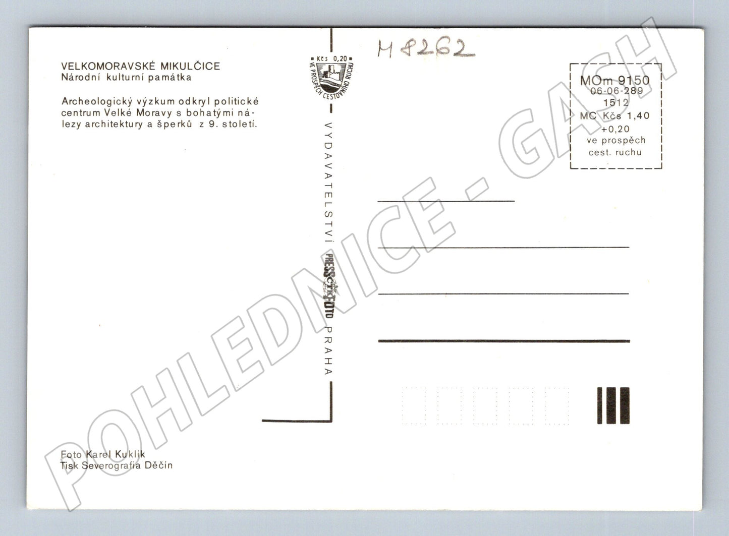 Pohlednice Velkomoravské Mikulčice archeologie 9 století (M8262)