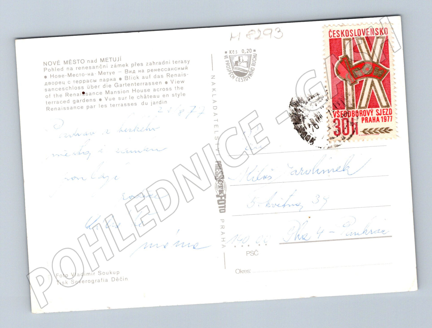 Pohlednice Nové Město nad Metují zámek terasy 70 léta (M8293)